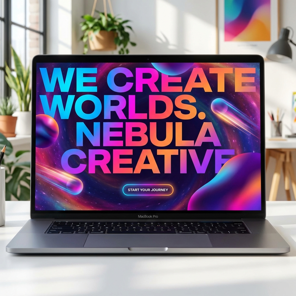 Screenshot of Nebula Creative - a vibrant landing page for a creative agency
